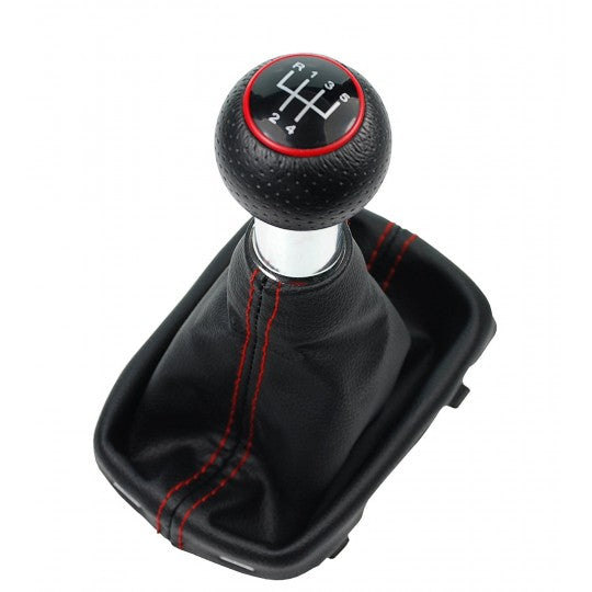 Pommeau de vitesse Audi A3 en 5 vitesses de couleur rouge.