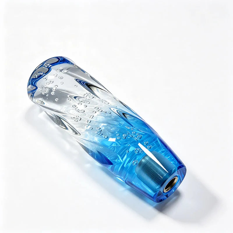 Pommeau acrylique transparent bleu à bulles