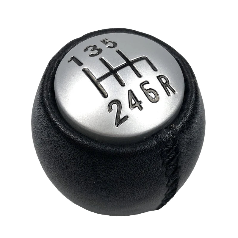 Pommeau de vitesse Alfa Romeo GT version 6 rapports, cuir noir couturé et dessus alu brossé