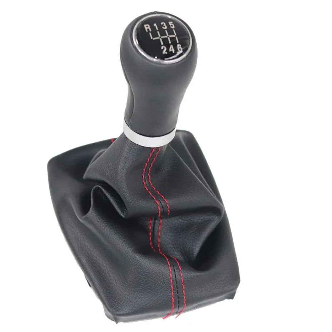 Pommeau de vitesse Audi A4 8E finition couture rouge, version boîte 6 rapports