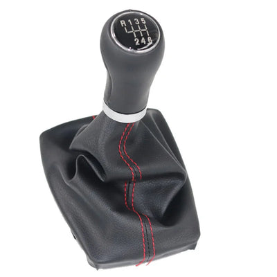 Pommeau de vitesse Audi A4 8E finition couture rouge, version boîte 6 rapports