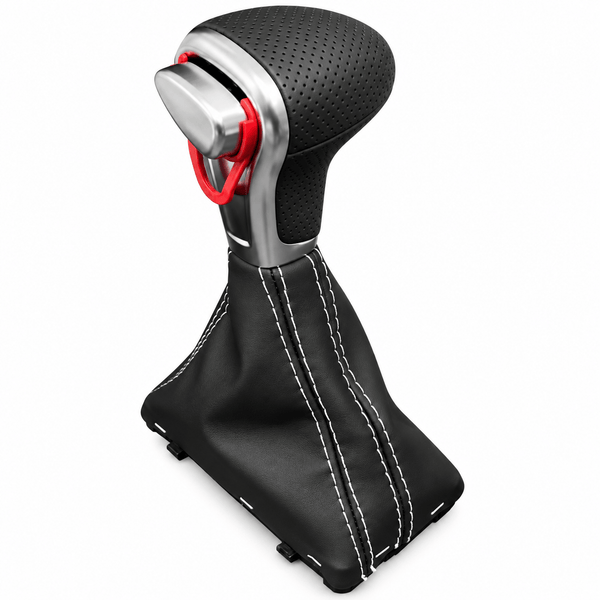 Pommeau de vitesse Audi A5 boîte auto avec soufflet noir à coutures blanches