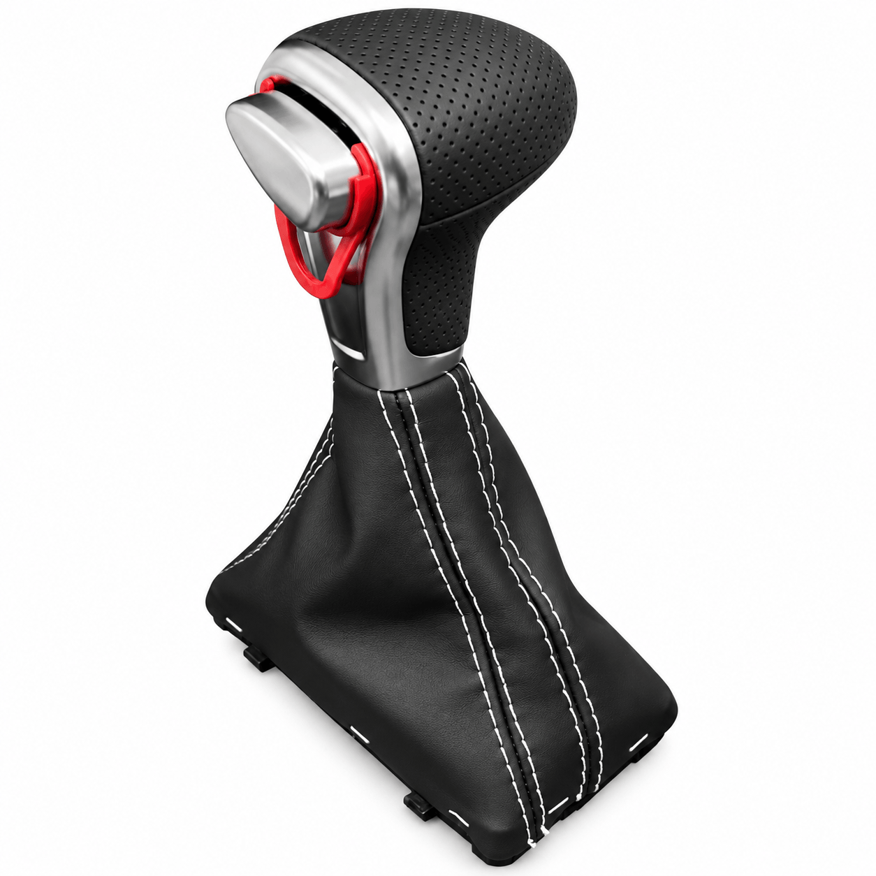 Pommeau de vitesse Audi A5 boîte auto avec soufflet noir à coutures blanches