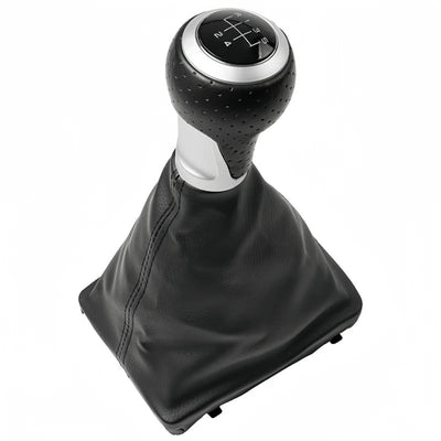 Pommeau de vitesse Audi A6 C6 noir détails gris, soufflet noir, boîte 5 vitesses