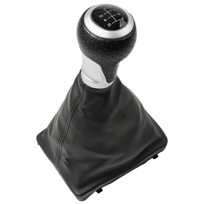 Pommeau de vitesse Audi A6 C6 noir détails gris avec soufflet assorti, boîte 6 rapports