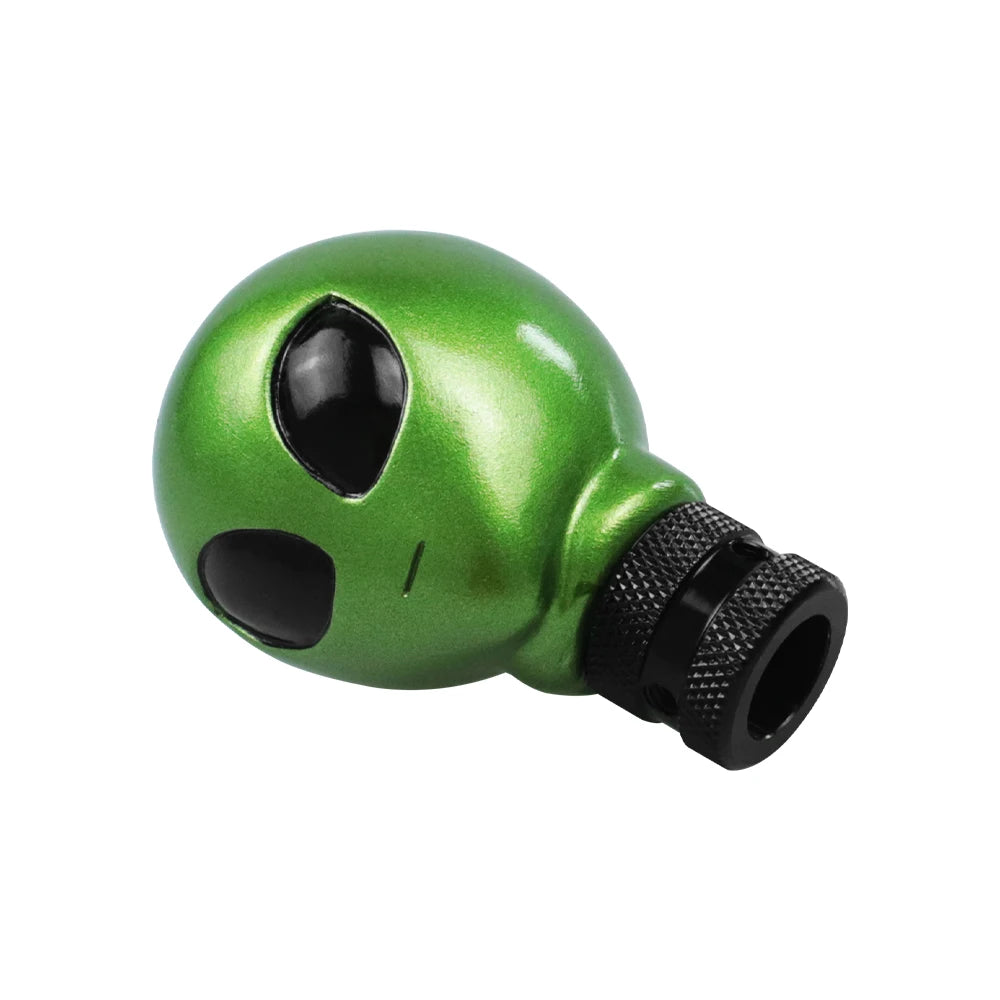 Pommeau de vitesse extraterrestre vu de profil, embase moletée noire et filetage