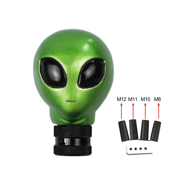 Pommeau de vitesse extraterrestre vert métallisé livré avec ses adaptateurs M8 à M12
