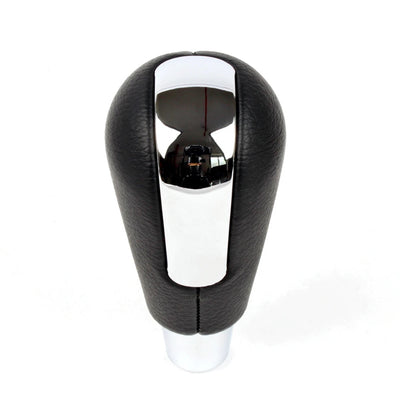 Pommeau de vitesse pour boîte automatique de Mazda Axela 3, cuir noir lisse et insert chromé