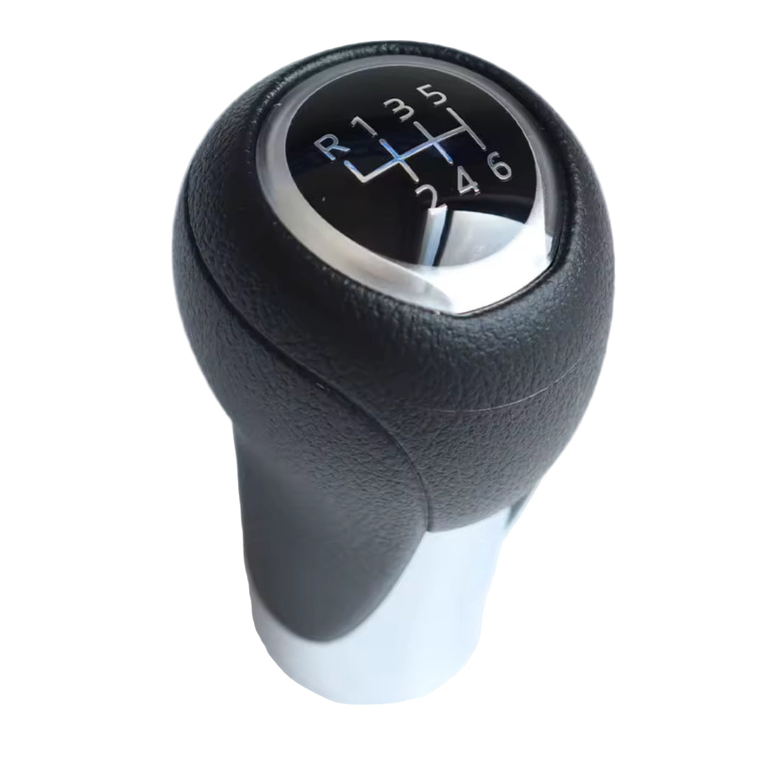 Pommeau de vitesse Mazda BT-50 pour boîte 6 vitesses, cuir noir grainé et pastille chromée