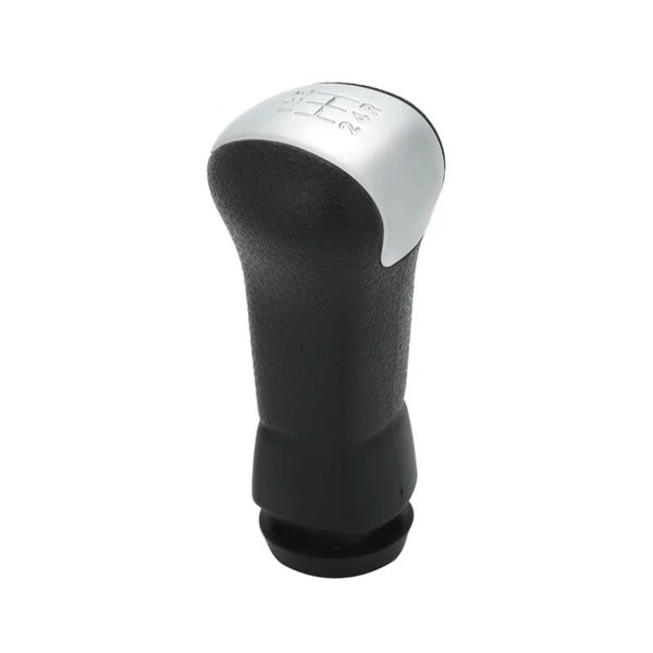 Pommeau de vitesse Nissan Micra K12 pour boîte 5 vitesses, corps noir grainé et casquette argent