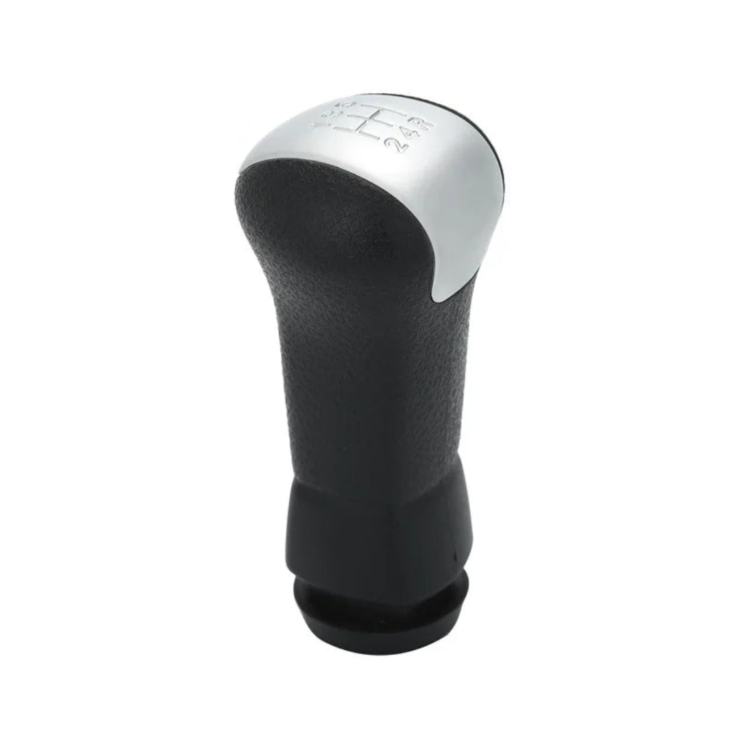 Pommeau de vitesse Nissan Micra K12 pour boîte 5 vitesses, corps noir grainé et casquette argent