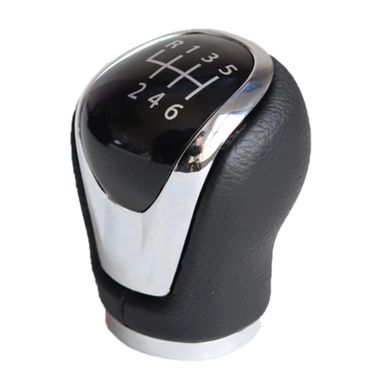 Pommeau de vitesse Nissan Micra K14 noir pour boîte 6 vitesses, dessus noir laqué et flanc chromé