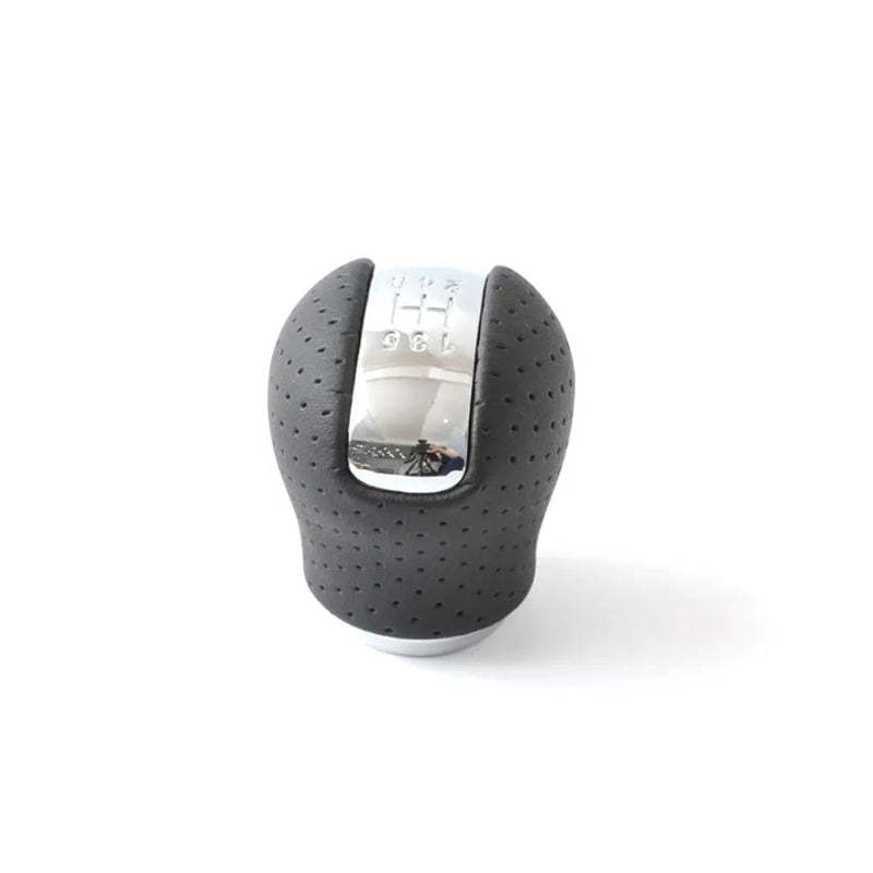 Pommeau de vitesse Nissan R34 pour boîte 5 vitesses, cuir noir perforé et bandeau argent