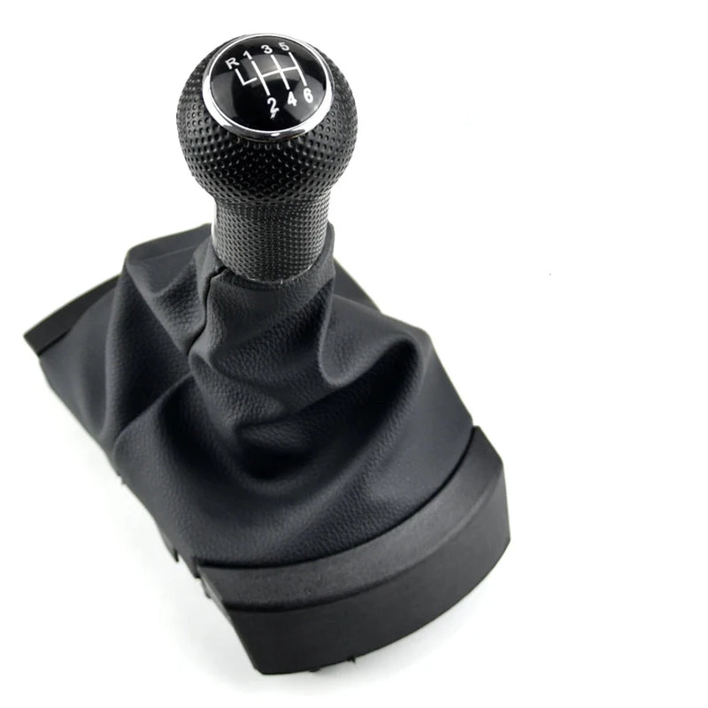 Pommeau de vitesse Seat Ibiza 6L pour boîte 5 vitesses, tête noire grainée, soufflet et embase compris