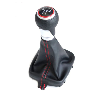 Pommeau levier de vitesse Audi A1 5 vitesses, anneau et coutures rouges