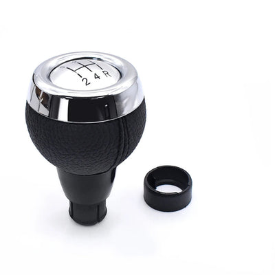Pommeau de vitesse Mini R50 rond noir et chrome dessus gris boîte 5 vitesses