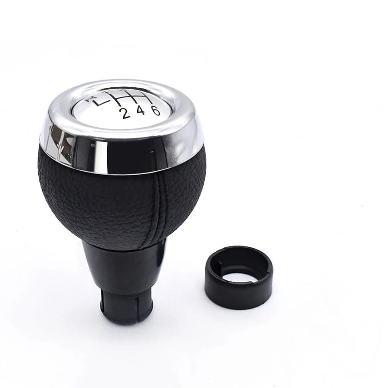Pommeau de vitesse Mini R50 rond noir et chrome dessus gris boîte 5 vitesses