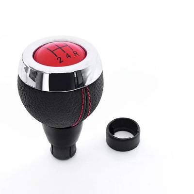 Pommeau de vitesse Mini R50 rond noir et chrome dessus rouge boîte 5 vitesses