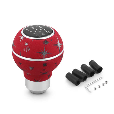 Pommeau de vitesse 5 vitesses rouge avec bande grise et motif étoiles pour personnalisation intérieure automobile