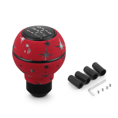 Pommeau de levier de vitesse rouge bande noire décor étoiles compatible avec boîte manuelle 5 rapports