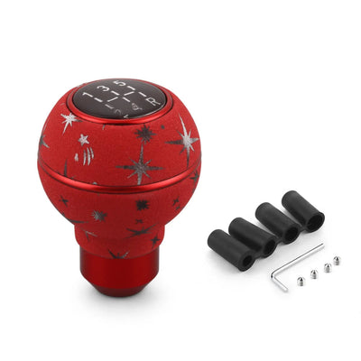 Pommeau de levier de vitesse rouge avec bande rouge et décor étoiles pour boîte manuelle 5 vitesses