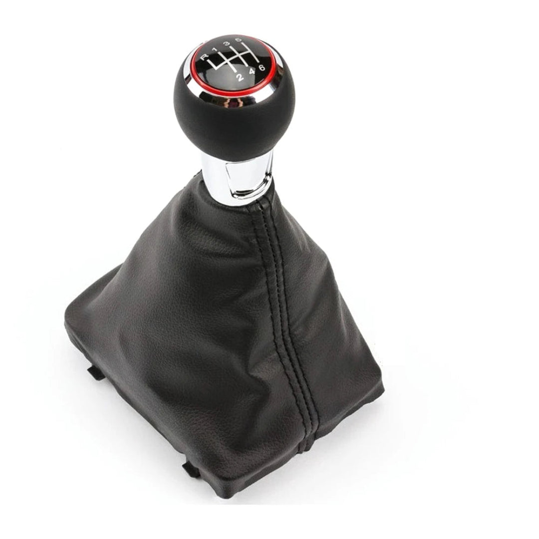 Pommeau de vitesse Audi S3 8V noir chrome et rouge boîte 6 vitesses avec soufflet