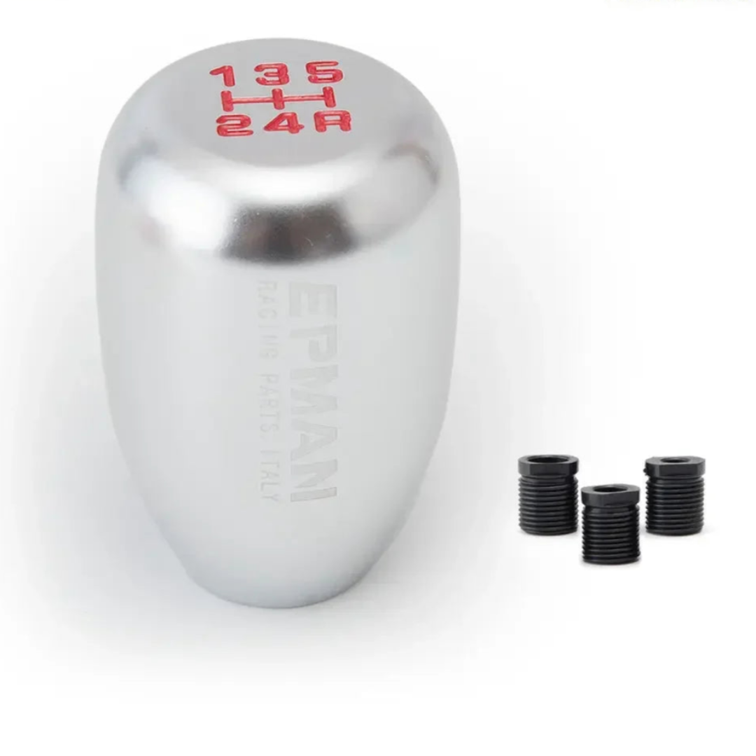 Pommeau de vitesse Epman tuning cylindrique gris pour boîte 5 vitesses – 3 adaptateurs inclus