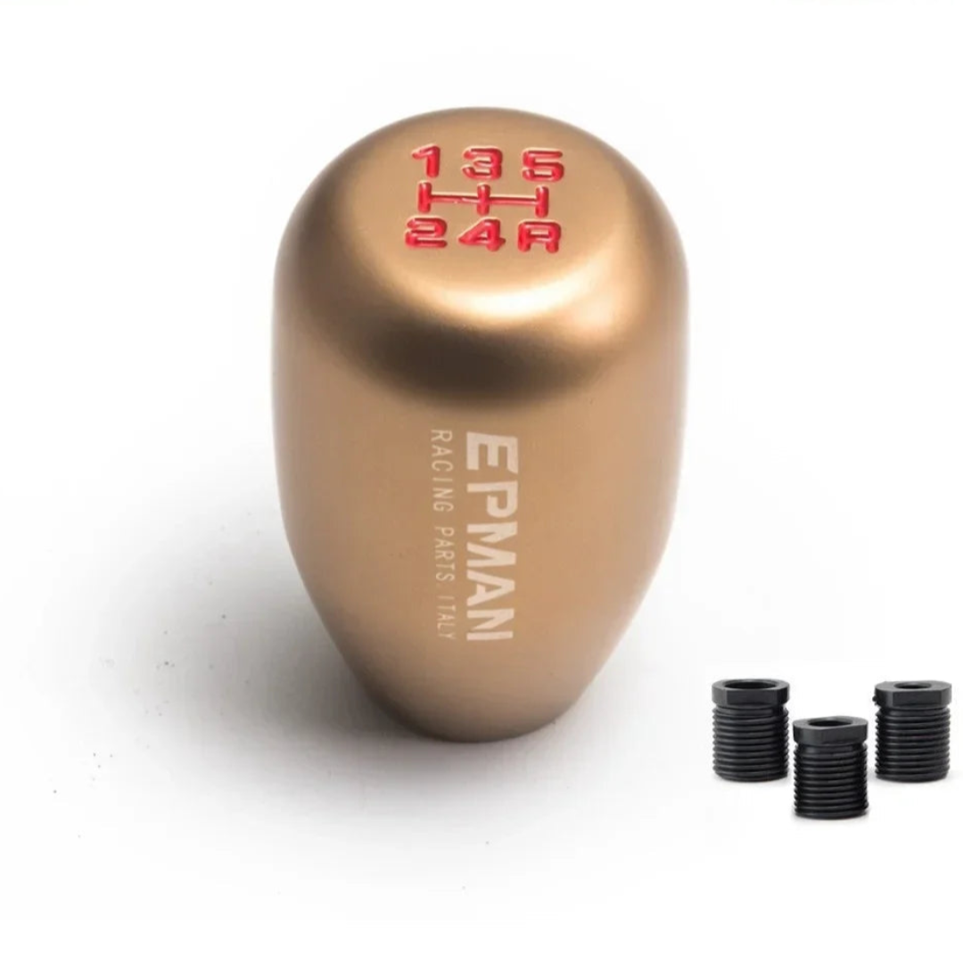 Pommeau de vitesse Epman tuning cylindrique marron pour boîte 5 vitesses – 3 adaptateurs inclus