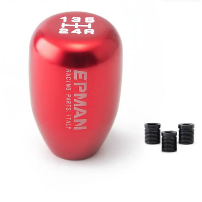 Pommeau de vitesse Epman tuning cylindrique rouge pour boîte 5 vitesses – 3 adaptateurs inclus