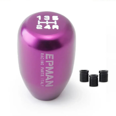 Pommeau de vitesse Epman tuning cylindrique violet pour boîte 5 vitesses – 3 adaptateurs inclus