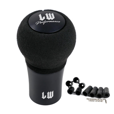 Pommeau de vitesse noir avec inscription blanche et design sport pour voiture