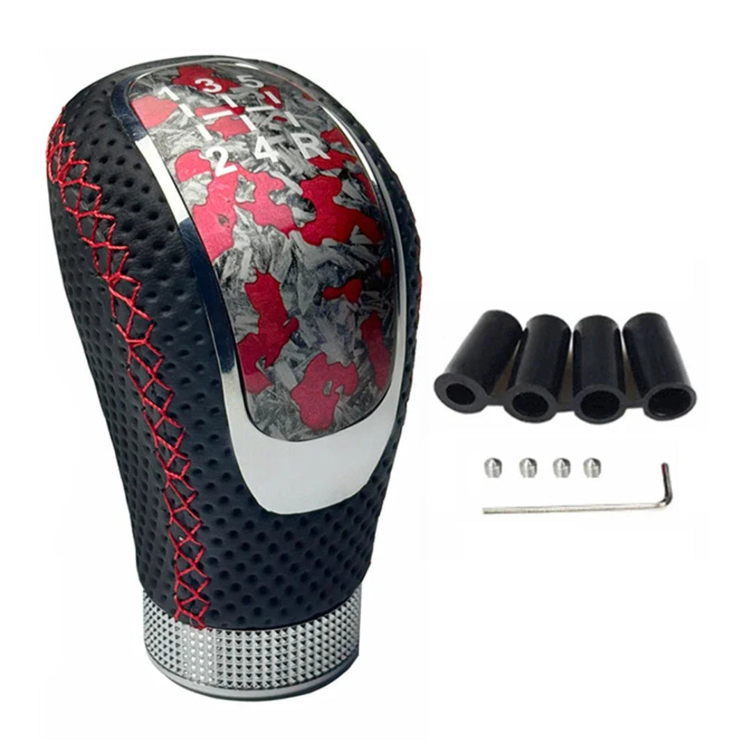 Pommeau de vitesse original boîte 5 rouge et noir avec motif militaire – 3 adaptateurs inclus