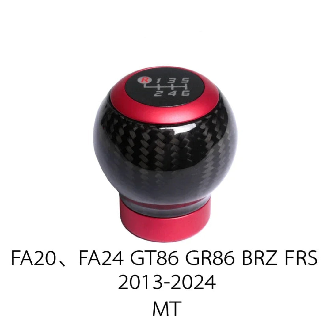 Pommeau de vitesse Toyota GT86 en carbone brillant avec bande rouge pour boîte manuelle 6 vitesses