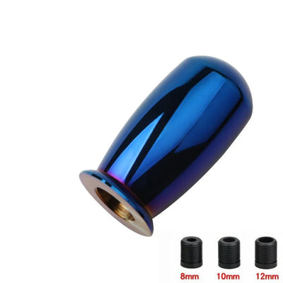Pommeau de vitesse tuning en aluminium cylindrique bleu brûlé – 3 adaptateurs universels inclus