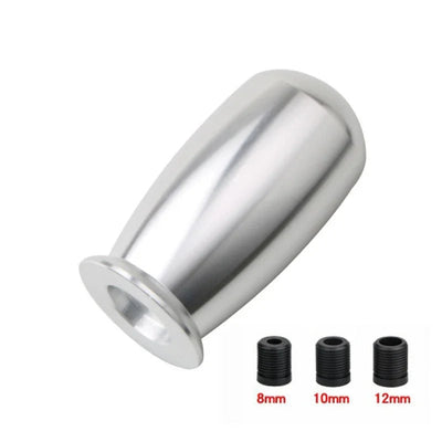 Pommeau de vitesse tuning en aluminium cylindrique gris – 3 adaptateurs universels inclus