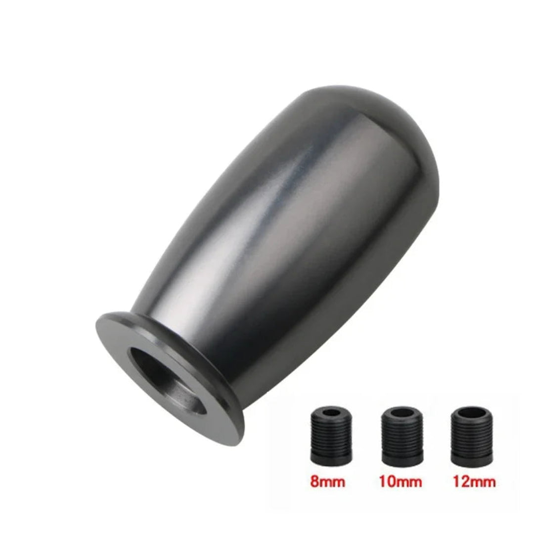 Pommeau de vitesse tuning en aluminium cylindrique titanium – 3 adaptateurs universels inclus
