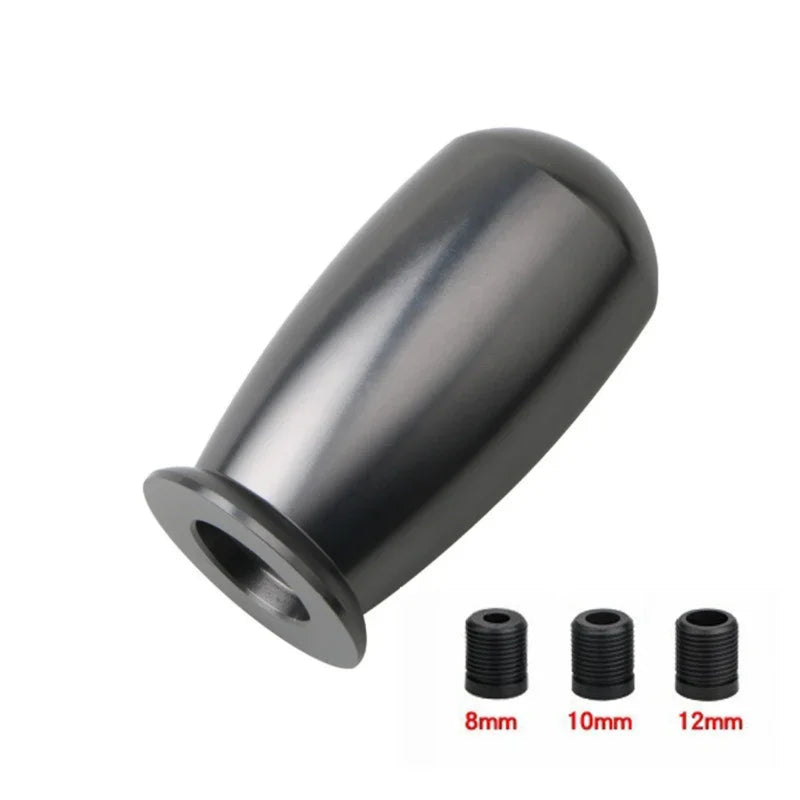 Pommeau de vitesse tuning en aluminium cylindrique neo chrome – 3 adaptateurs universels inclus.