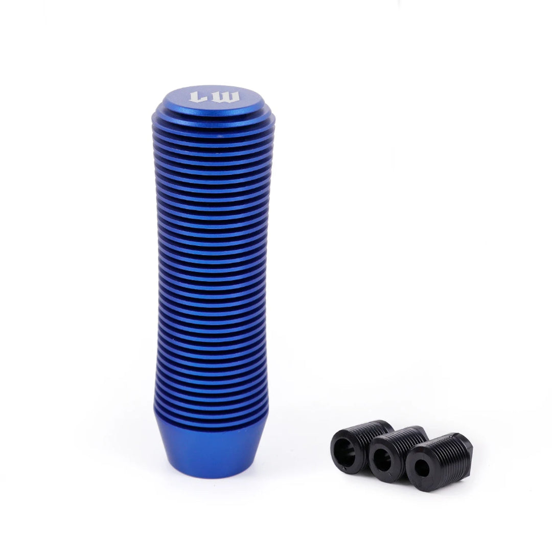 Pommeau de vitesse tuning LW bleu cylindrique avec stries sur toute la longueur