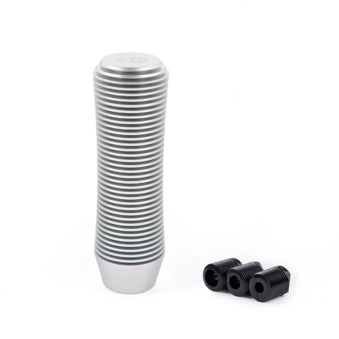 Pommeau levier de vitesse tuning LW gris avec design cylindrique et stries