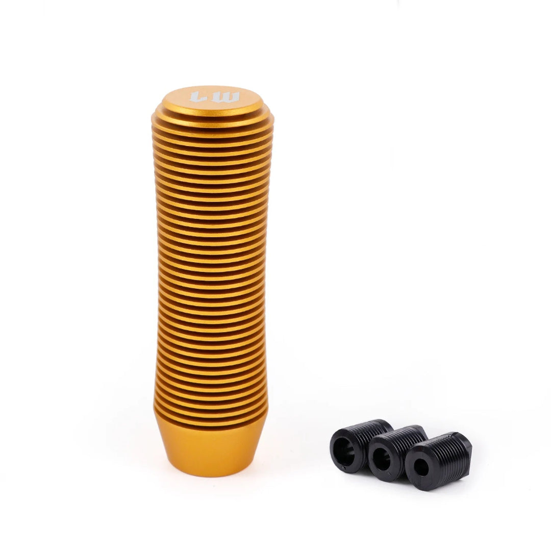 Pommeau de vitesse tuning LW or au style sport cylindrique strié