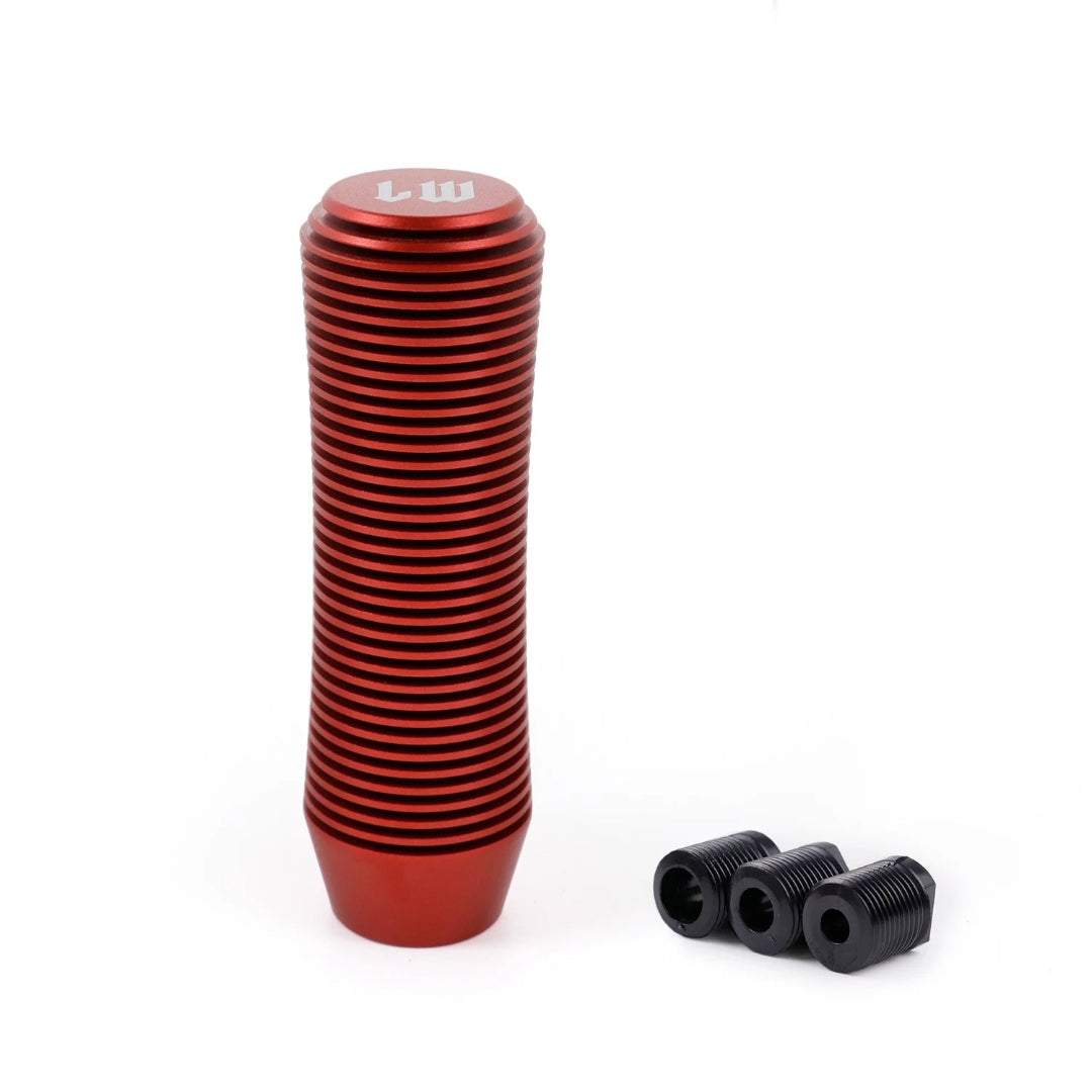 Pommeau de vitesse tuning de couleur rouge LW avec forme cylindrique striée