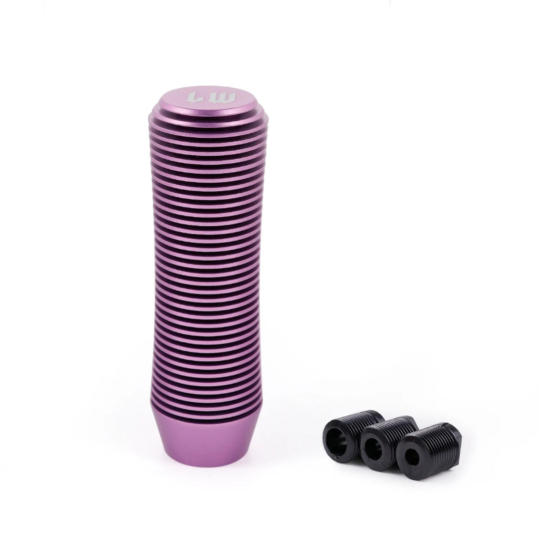 Pommeau levier de vitesse tuning LW violet au design cylindrique strié