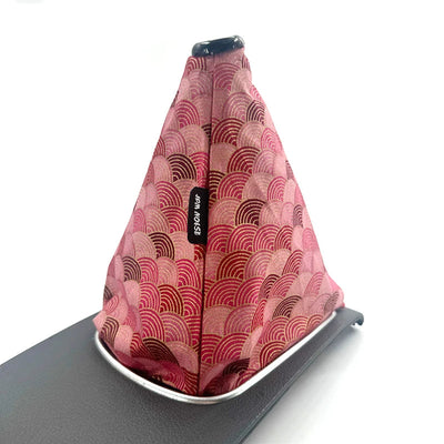 Soufflet de levier de vitesse JDM motif B, vagues seigaiha roses et bordeaux