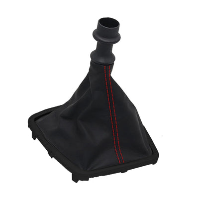 Soufflet de levier de vitesse Laguna 3 en simili cuir noir à surpiqûres rouges, avec cadre de console noir