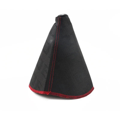 Soufflet de levier de vitesse universel Bride noir à tissage jacquard, coutures et ourlet rouges