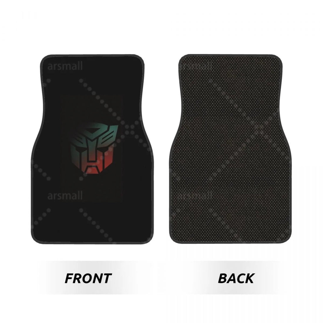 Dessus et dessous du tapis de sol voiture Autobots