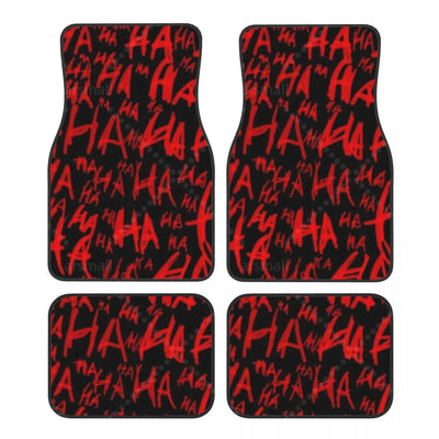 Tapis de sol voiture rouge et noir HA HA, déclinaison 2 du lettrage