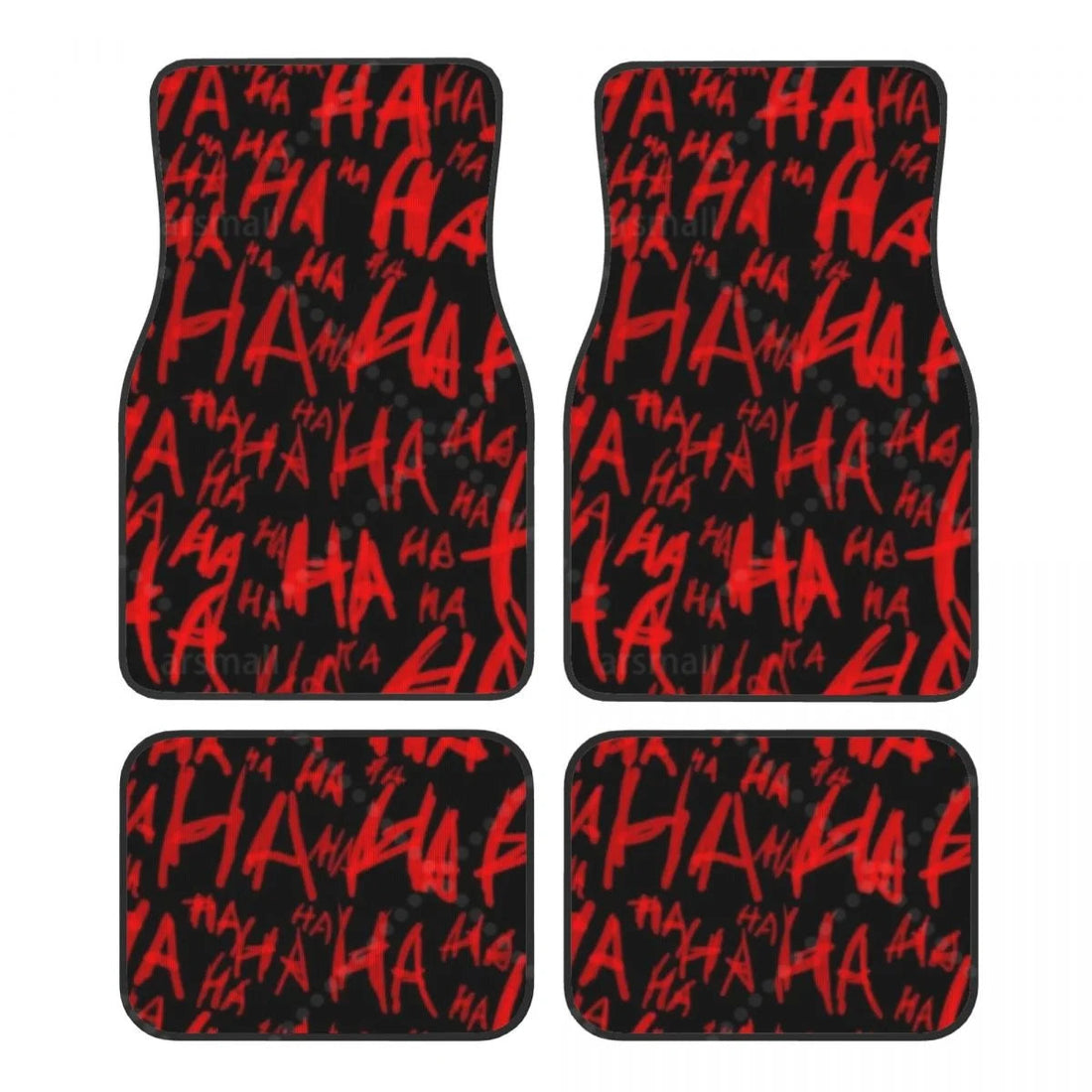 Tapis de sol voiture rouge et noir HA HA, déclinaison 4 du lettrage