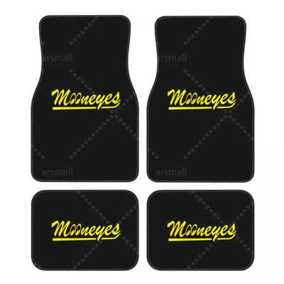 Tapis de sol voiture Moon Eyes, déclinaison au lettrage jaune Mooneyes