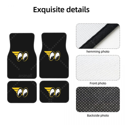 Détails de finition et surpiqûre du tapis de sol voiture Moon Eyes